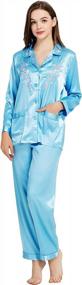 img 4 attached to Luxurious Comfort: LONXU Women'S Silk Satin Pajamas With Long Sleeves And Button-Down Set