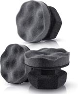 3-piece reusable foam sponge tire shine applicator set for car detailing - gray, 3.15 inch logo