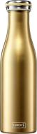 double-walled stainless steel thermal bottle for hot and cold drinks - lurch germany (gold metallic 16 oz. 0.5l) logo