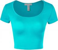 fashionmille women's basic scoop neck short sleeve crop top shirt logo