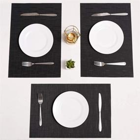 img 1 attached to Set Of 6 DOLOPL Crossweave Woven Black Placemats - Easy To Clean, Heat Resistant, Perfect For Dining, Kitchen, Patio & Outdoor Decorations