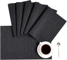 img 4 attached to Set Of 6 DOLOPL Crossweave Woven Black Placemats - Easy To Clean, Heat Resistant, Perfect For Dining, Kitchen, Patio & Outdoor Decorations