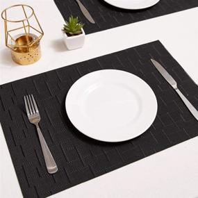 img 2 attached to Set Of 6 DOLOPL Crossweave Woven Black Placemats - Easy To Clean, Heat Resistant, Perfect For Dining, Kitchen, Patio & Outdoor Decorations