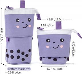 img 3 attached to ANGOOBABY Standing Pencil Case Cute Telescopic Pen Holder Kawaii Stationery Pouch Makeup Cosmetics Bag For School Students Office Women Teens Girls Boys (Purple)