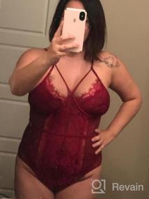 img 5 attached to Lace-Up Your Lingerie Game With Sexy Eyelash Lace Bodysuits For Women - Lace Corset Tops, Teddy Lingerie & More!