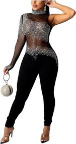 img 3 attached to 👗 Aro Lora XXL Rhinestone Jumpsuit: Elegant Women's Clothing for Jumpsuits, Rompers & Overalls