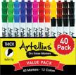 40 pack dry erase markers - 12 assorted colors + 7 black - thick barrel design for writing on whiteboards, boards, mirrors & windows logo