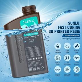 img 3 attached to Смола для 3D-принтеров SUNLU, смываемая водой: быстрое отверждение, высокая точность, 2 кг для 2K-8K LCD DLP SLA Resin 3D-принтеры, 395-405 Нм УФ-отверждение, серый цвет