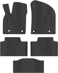 img 4 attached to 🚗 BIOSP Car Floor Mats Replacement for Jeep Grand Cherokee 2017-2021 Full Black - Front and Rear Heavy Duty Rubber Liner Set - Custom Fit, All Weather Guard, Odorless