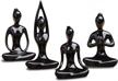 owmell meditation yoga pose statue, ceramic room décor, zen yoga figurine for home decoration black set of 4 logo