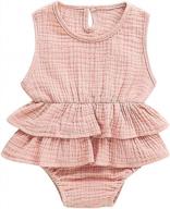 cotton linen baby girl romper with ruffle sleeves for summer outfits логотип