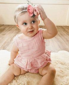 img 2 attached to Cotton Linen Baby Girl Romper With Ruffle Sleeves For Summer Outfits