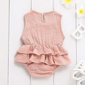 img 3 attached to Cotton Linen Baby Girl Romper With Ruffle Sleeves For Summer Outfits