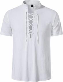 img 3 attached to Retro Cool: LucMatton'S Men'S Cotton Short Sleeve Shirts, Perfect For Medieval, Viking & Hippie Styles