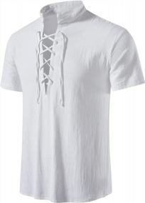 img 4 attached to Retro Cool: LucMatton'S Men'S Cotton Short Sleeve Shirts, Perfect For Medieval, Viking & Hippie Styles