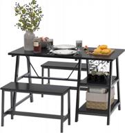 transform your dining room with a stylish 3-piece set: kitchen table, bench, wine rack, and glass holder logo