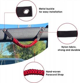 img 3 attached to Red Paracord Roll Bar Grab Handles For Ford Bronco Accessories 2021 2022 - Set Of 2 By BESTAOO