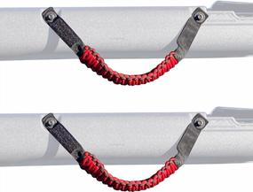 img 1 attached to Red Paracord Roll Bar Grab Handles For Ford Bronco Accessories 2021 2022 - Set Of 2 By BESTAOO