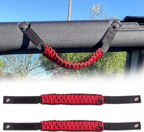 img 4 attached to Red Paracord Roll Bar Grab Handles For Ford Bronco Accessories 2021 2022 - Set Of 2 By BESTAOO
