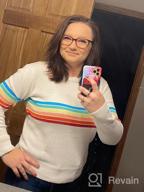 img 1 attached to Colorful Rainbow Striped Sweater For Women - Long Sleeve Crew Neck Color Block Casual Pullover Top By ECOWISH review by Brandon Teitel