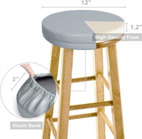 img 3 attached to Shinnwa Bar Stool Cushion Round With Elastic Waterproof Leather Covers And Non Slip Bottom For Barstool Foam Padded Seat Cushions Cover 12 Inch Grey