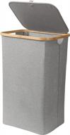 acecha collapsible bamboo laundry basket with lid - gray, water-proof and spacious dirty clothes hamper for organized clothing and toy storage logo