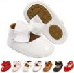 premium baby girl shoes | infant toddler walking soft sole mary jane prewalkers crib wedding dress logo