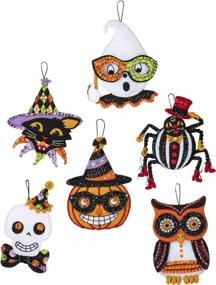 img 1 attached to Set Of 6 Vintage Halloween Felt Applique Ornament Kit By Bucilla, #89276E