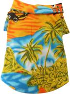 hawaiian beach coconut tree print dog shirt summer camp 🌴 polo shirt clothes pet puppy (yellow, l) - stylish and comfortable! logo