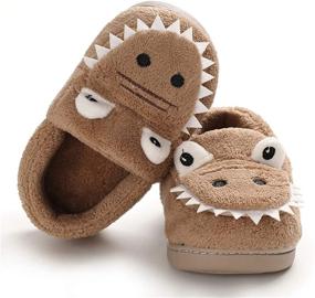 img 1 attached to 🦖 Adorable Cartoon Dinosaur Toddler Slippers for Boys - ENERCAKE Slippers