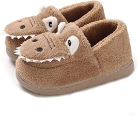 img 4 attached to 🦖 Adorable Cartoon Dinosaur Toddler Slippers for Boys - ENERCAKE Slippers