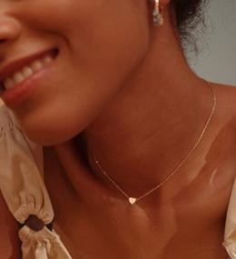 img 2 attached to Dainty And Personalized: 14K Gold Filled Heart Necklace With Tiny Initial - Perfect Gift For Women