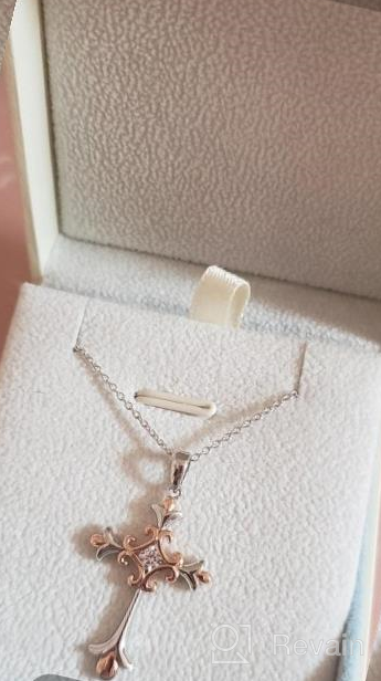 img 1 attached to 🕊️ FANCIME 925 Sterling Silver Pendant Necklace - White Gold and Rose Gold Plated Embossed Infinity Cross Crucifix with CZ Stone - Delicate and Dainty Fine Jewelry for Women and Girls - Available in 16+2" and 18" Length review by Janet Nelson