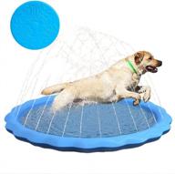 🐶 durable dono splash sprinkler pad: fun dog bath pool with flying disc for kids and pets - 59/67in outdoor water play mat for backyard summer fun логотип