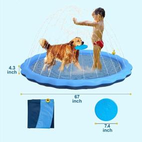 img 3 attached to 🐶 Durable Dono Splash Sprinkler Pad: Fun Dog Bath Pool with Flying Disc for Kids and Pets - 59/67in Outdoor Water Play Mat for Backyard Summer Fun