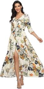 img 4 attached to VintageClothing Womens Floral Dresses Sleeves Women's Clothing ~ Dresses