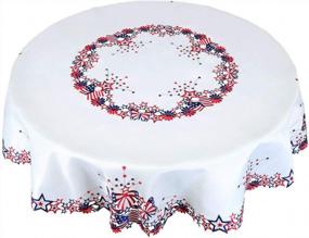 img 2 attached to American Independence Day Patriotic Round Tablecloth Embroidered With July 4Th And Memorial Day Theme - 69 Inches