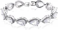gulicx silver-tone zircon rhinestone tear drop tennis bracelet for women and girls logo