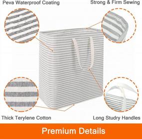 img 1 attached to Vieshful 2 Pack 26Gal Freestanding Laundry Hamper Large Laundry Basket With Long Handles Collapsible Cotton Waterproof Clothes Hampers For Toys Clothes Blankets