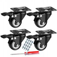 4-pack dicasal 2 heavy duty swivel plate casters with brake - 330 lbs load capacity, quiet mute no noise rubber wheels, double bearings and lock logo