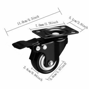 img 3 attached to 4-Pack DICASAL 2 Heavy Duty Swivel Plate Casters With Brake - 330 Lbs Load Capacity, Quiet Mute No Noise Rubber Wheels, Double Bearings And Lock