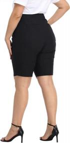 img 1 attached to Plus Size Mid Rise 10" Inseam Pull On Bermuda Shorts With Pockets