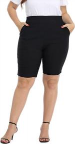 img 4 attached to Plus Size Mid Rise 10" Inseam Pull On Bermuda Shorts With Pockets