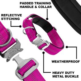 img 3 attached to 🐾 Black Rhino Tactical Dog Collar: Premium Neoprene Padded Collar for Medium to XL Dogs, Heavy Duty Metal Buckle and Padded Handle for Optimal Dog Training