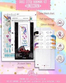 img 3 attached to 🦄 Counted Cross Stitch Bookmark Set - Unicorn Embroidery Kit