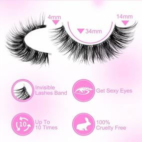 img 2 attached to Newcally Mink False Eyelashes For A Natural Wispy Look With Clear Band - 3D Curly Strip, Fluffy, And Volume For Cat Eye Lashes - Pack Of 14 Pairs