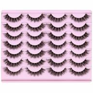 newcally mink false eyelashes for a natural wispy look with clear band - 3d curly strip, fluffy, and volume for cat eye lashes - pack of 14 pairs logo