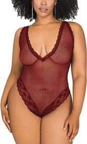 img 2 attached to Women'S Plus Size Sexy Lace Fishnet Teddy Lingerie - JuicyRose