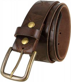 img 4 attached to Crafted In The USA: Full Grain Leather Belt With Solid Brass Buckle - 1-1/2" (38Mm) Width