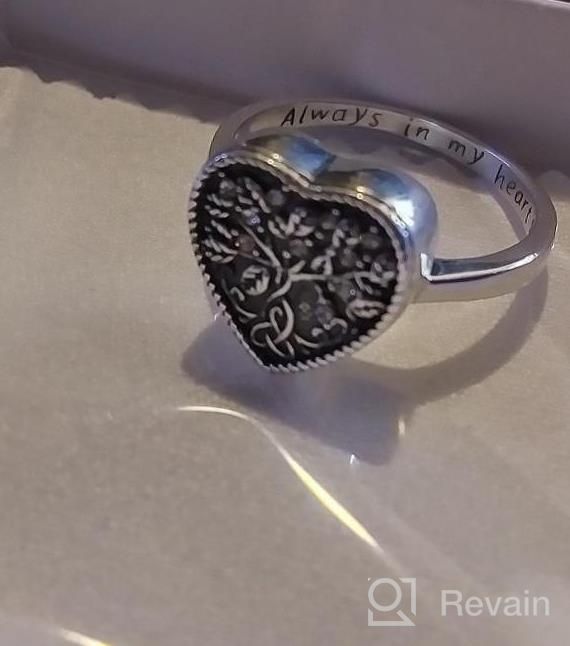 img 1 attached to AOBOCO 925 Sterling Silver Heart Celtic Tree Of Life Cremation Urn Ring Holds Loved Ones Ashes, Always In My Heart Urn Ring For Ashes For Women, Memorial Keepsake Jewelry Embellished With Crystals From Austria review by Dawn Kraft